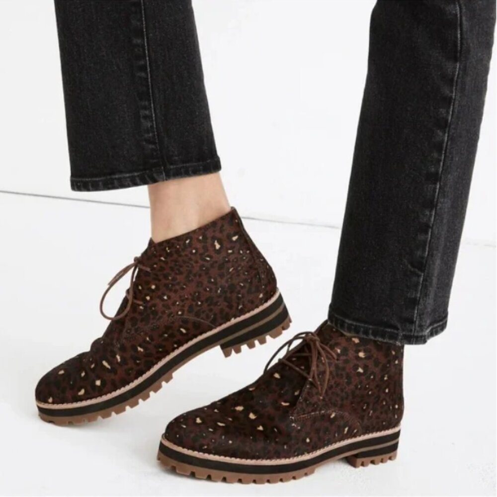 MADEWELL THE WREN BOOT IN PAINTED LEOPARD CALF HAIR